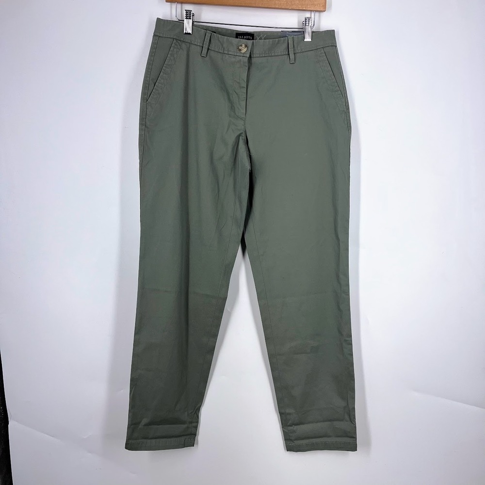 Talbots Relaxed Chino Pants Womens 6 Olive Green Ankle Length Supersoft NWT